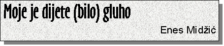 Text Box: Moje je dijete (bilo) gluho
Enes Midžić
